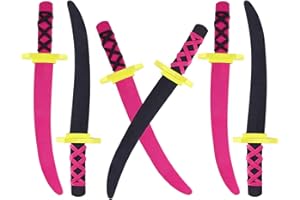 Super Z Outlet Lightweight Safe Soft Foam Toy Swords Ninja Pirate Style with Handle for Party Favors, Children Games & Activities (6 Pack)