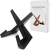 Rustic Black Cookbook Stand for Kitchen, Recipe Book Holder for Kitchen Counter, Wooden Cookbook Holder, Rustic Cook Book Holder Stand with Natural Wooden Grains (1 in Black)