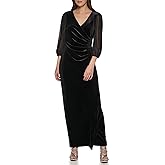 DKNY womens Velvet Maxi Chiffon Sleeve Dress