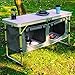 CampLand Outdoor Folding Table Aluminum Lightweight Height Adjustable with Storage Organizer for BBQ, Party, Camping