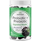 Swanson Probiotic + Prebiotic Gummies - Digestive Support Supplement Promoting Digestive Function & Bowel Regularity - Helps to Support Immune Health - (BlackBerry, 60 Gummies)
