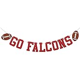 Go Falcons Banner - Falcons Party Decor, Falcons Fans Party Decor, Football Game Day Decorations Red Glitter