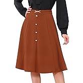 Allegra K A-Line Midi Pleated Skirt for Women's Vintage Work High Waist Flare Business Skirts