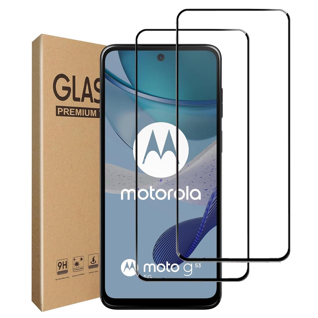 jonlineuk [2-Pack] Full Coverage Screen Protector for Motorola Moto G13 Tempered Glass Film, [Case Friendly][Anti-Scratch][Anti-Shatter] For Moto G13 G23 G53