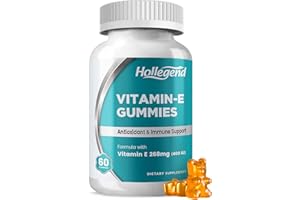 HOLLEGEND Vitamin E Gummies 268mg 400 IU, Natural Vitamin E Chewable Supplement for Adults, Women & Men, Skin & Immune Health, Antioxidant, Orange Flavor, 60 Count