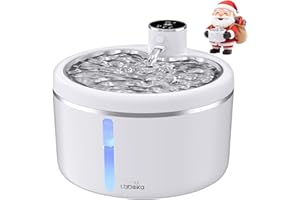 LABEKA Wireless Cat Water Fountain with Stainless Steel Tray, 102oz/3L Automatic Pet Water Dispenser, Battery Operated Cat Drinking Fountain with Motion Sensor, Ultra Quiet Pump, BPA-Free (White)
