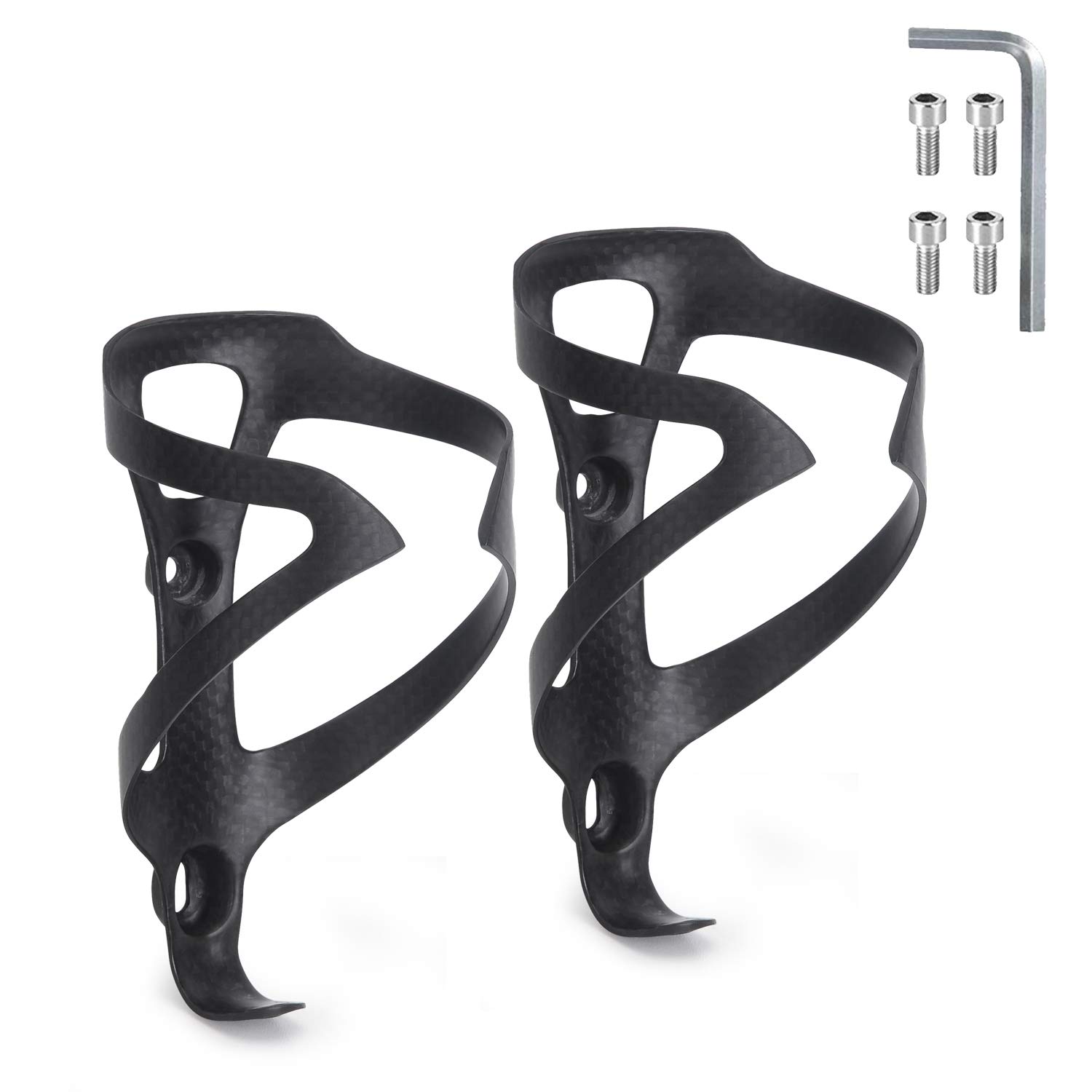 Photo 1 of KABON Bike Water Bottle Holder, Lightweight 3K Carbon Fiber Bicycle Drink Water Bottle Cages for Road Mountain Bike Cycling Accessories - Pack of 2