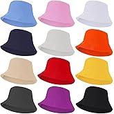 12 Pcs Bucket Hats - Plain Bucket Sun Hats for Men and Women, Unisex Solid Color Summer Caps, Foldable Cotton Fisherman Hats for Outdoor Walking, Hiking, Fishing, Travel