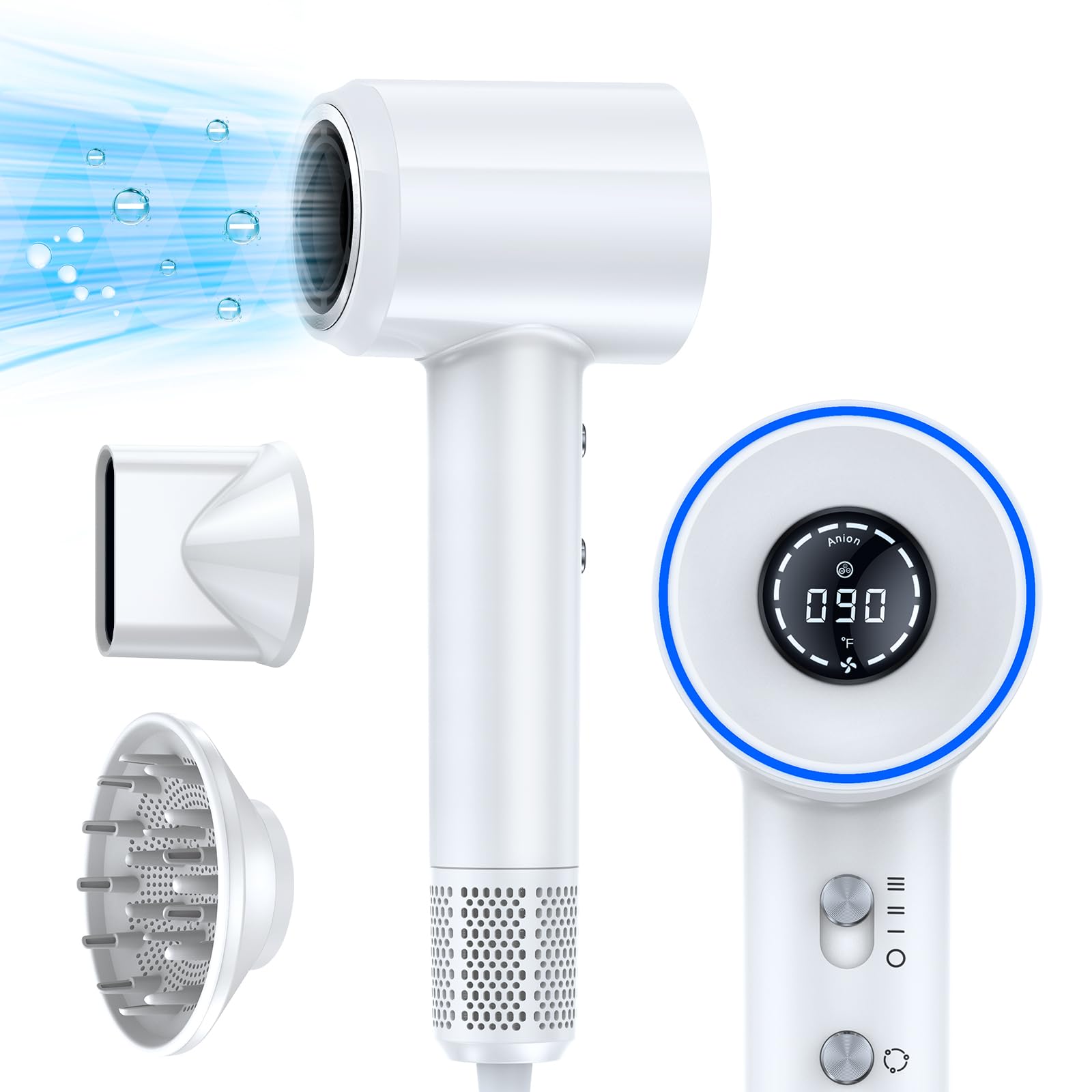 View 1 of ***MISSING PARTS***
VivaEase Hair Dryer, 1400W Professional High Speed Hairdryer with Diffuser and Nozzle, 500 Million Negative Ionic Hair Dryer, 3 Speeds and 5 Temps with HD Display, Low Noise Blow Dryer for Home Salon