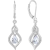 Blaniy Infinity Dangle Drop Earrings for Women 925 Sterling Silver Teardrop Leverback Earrings with Birthstone Jewelry Gifts for Her