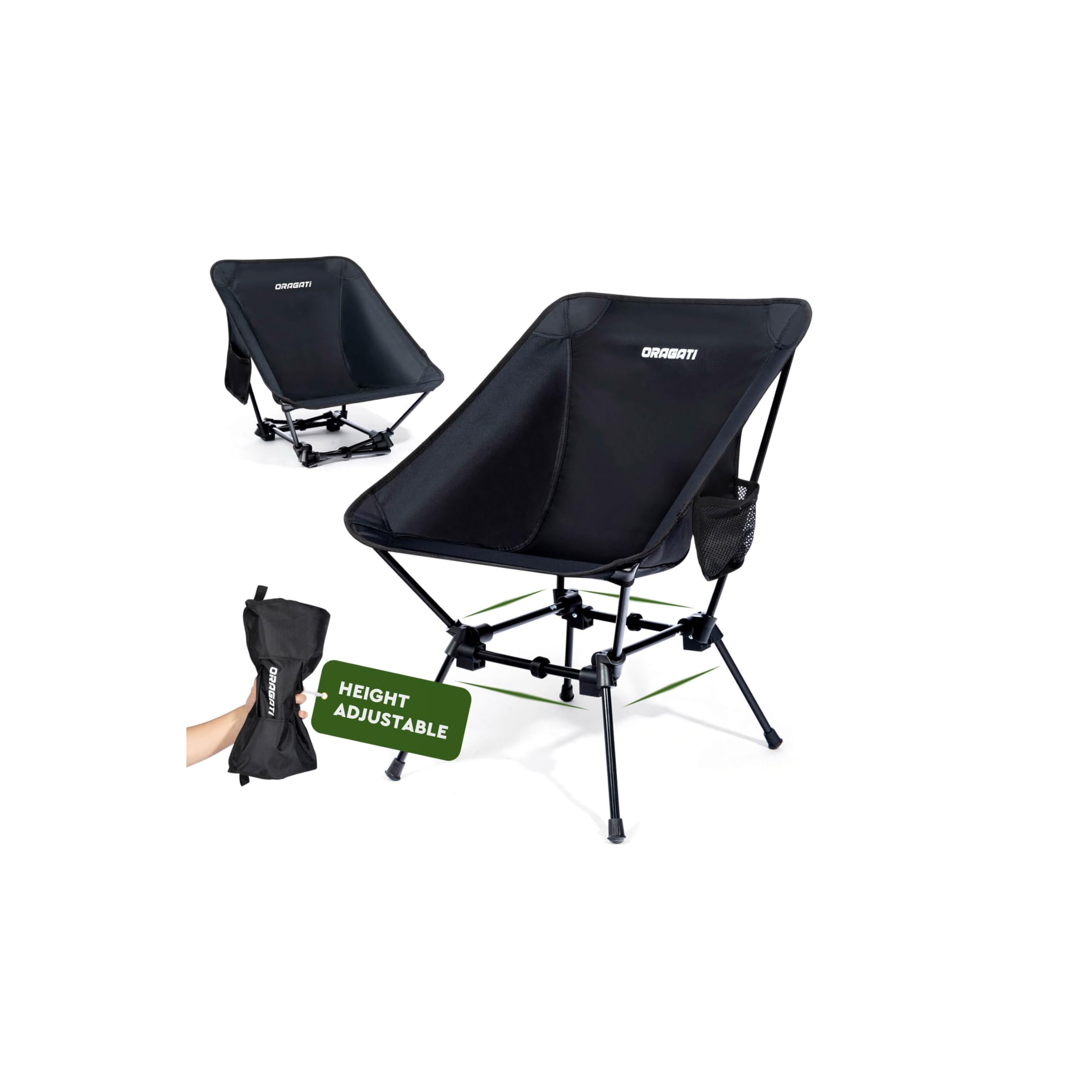 Photo 1 of Oragati Lightweight Camping Chair, Portable Folding Chair for Camp, Backpacking, Beach, Hiking, Outdoors, Picnics, Black