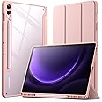 JETech Case for Samsung Galaxy Tab S9 FE+ / S9 FE Plus 12.4-Inch with S Pen Holder, Clear Transparent Hard PC Back, Protective Tri-Fold Stand Tablet Cover, Auto Wake/Sleep (Rose Gold)