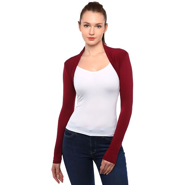 AélieBoutik Woen Long Sleeve Bolero Shrug Cropped Cardigan At Aazon...