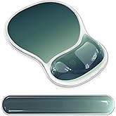 AKIT Ergonomic Mouse Pad with Wrist Rest& Keyboard Wrist Rest, Wrist Rest for Computer Keyboard, Pain Relief, Non-Slip Gel Base, Mousepad Wrist Support for Gaming, Office, Waterdrop Shaped Green