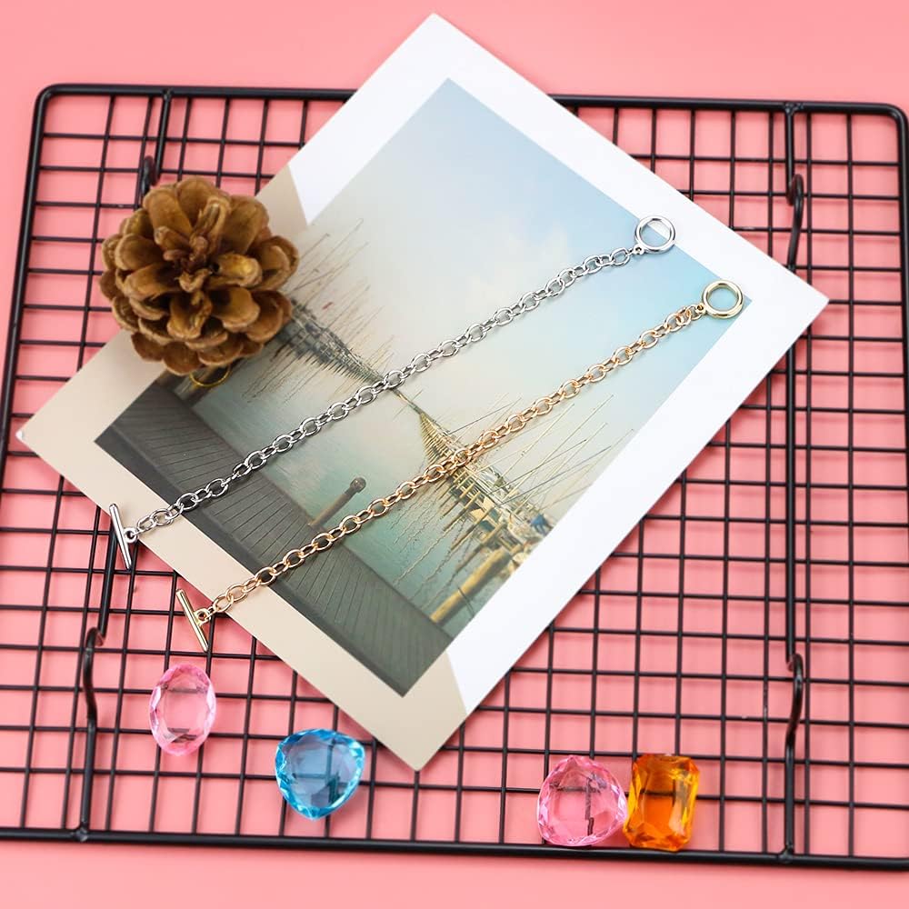 TKOnline 20 Pcs Bracelet Round Link Chains with OT Toggle Clasp Stainless for Women Girls Christmas Birthday, 10 Pcs Silver Color and 10 Pcs 18K Gold Chain Bracelets: Clothing