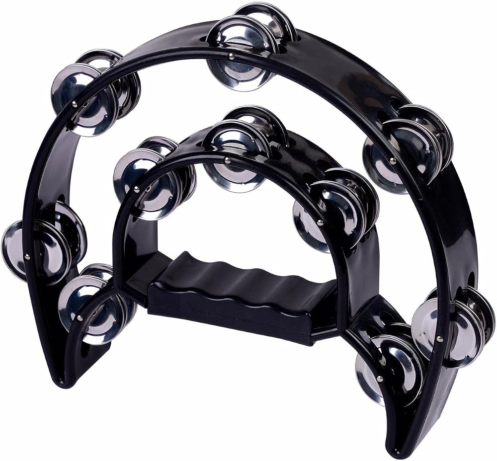 igadgitz Xtra U7236 Double Half Moon Tambourine Black