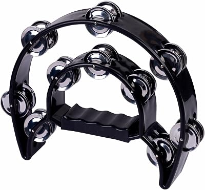 igadgitz Xtra U7236 Double Half Moon Tambourine Black