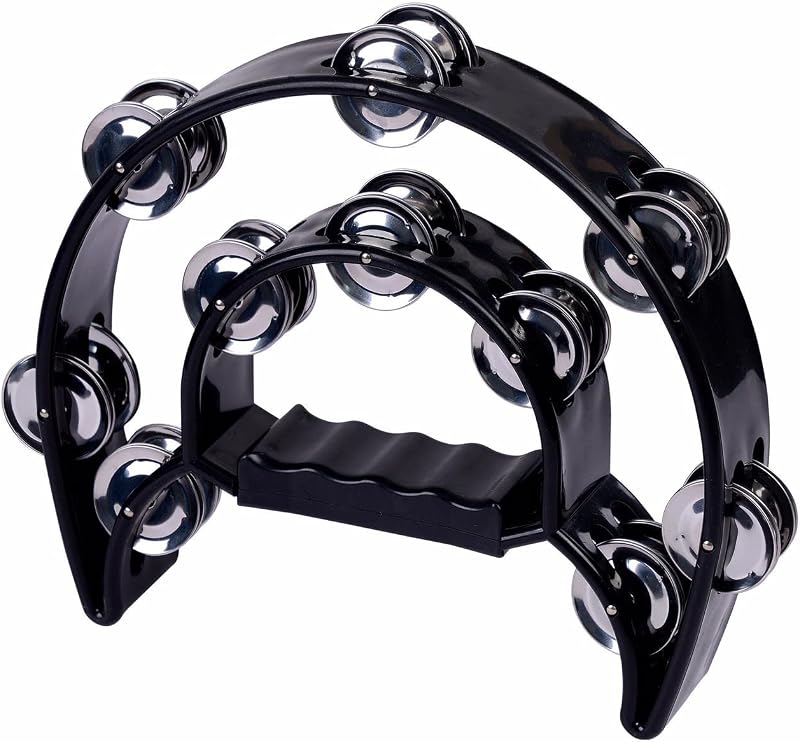 igadgitz Xtra U7236 Double Half Moon Tambourine Black