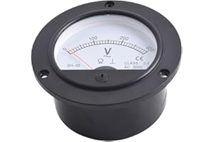 Analog AC Voltmeter for DH-65, 0-300V Direct Reading Pointer Meter, 2.5 Accuracy, 82.5mm Round Panel Voltage Gauge