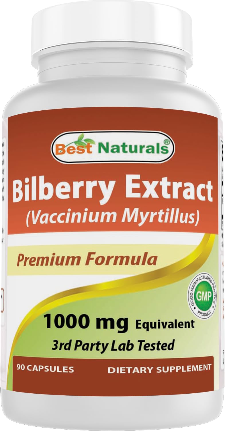 Best Naturals Bilberry Extract 1000mg for Healthy Vision, 90 Count (90 Count (Pack of 1))