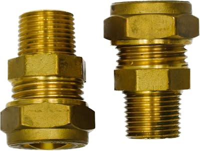 GROHE 15mm Compression x 3/8 Inch BSP Male Brass Adaptors for UK Taps - Set of 2