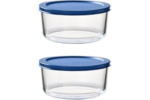 Fox Run Glass Yogurt Containers with Lids, Set of 2 Glass Bowls for Yogurt, Salads and Leftovers, 1 Quart Capacity Each