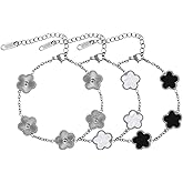 Pokuta 18K Gold Plated Clover Bracelet, 3pcs Four Leaf Clover Bracelet Set for Women