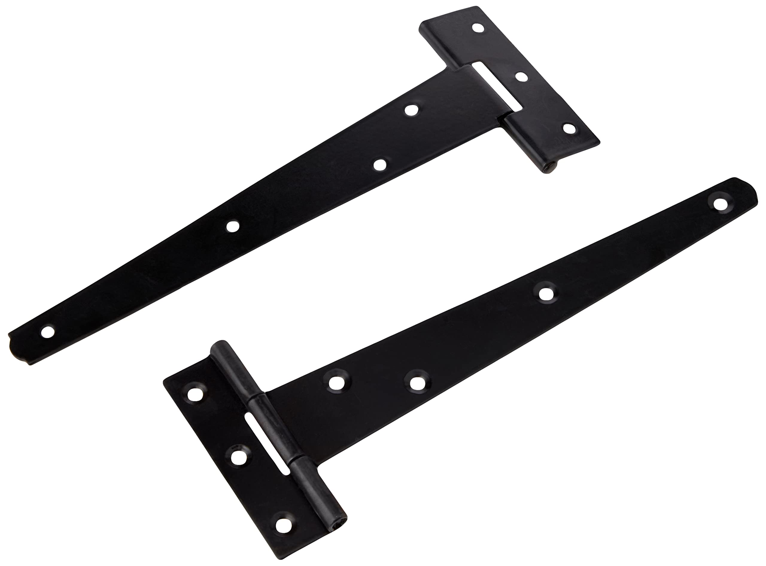 Merriway BH01987 (2 Pcs) Light Duty Strap Tee Hinge, Black Japanned 200mm (8 inch) - Pack of 2 Pieces