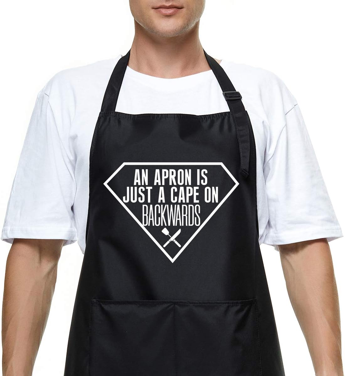 Funny Apron for Men Him, Apron is Just a Cape on Backwards Grilling