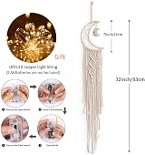 Dremisland Macrame Wall Hanging with LED Light Bohemian Dreamcatcher view 5