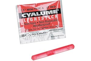 Cyalume Mini ChemLight Military Grade Chemical Light Sticks, Red, 1.5-Inch Long, 4 Hour Duration (Pack of 50)
