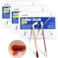 Povidone Iodine Swabs - Sterile Iodine Swabsticks, Individually Wrapped Cotton Swabs, Solution Filled for Wound Cleansing, First Aid, Travel