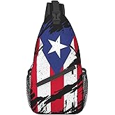 MANQINF Puerto Rico Flag Sling Bag,Multipurpose Crossbody Backpack Shoulder Chest Bag for Women Men Travel Hiking Daypack