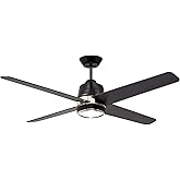 Zeke LED Ceiling Fan with Light Kit, 54 Inch | Modern Metal Fixture with 4-Speed Wall Control and Shatter Resistant Shade | S