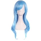 MapofBeauty 28" 70cm Long Curly Hair Ends Costume Cosplay Wig (Azure)