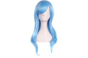 MapofBeauty 28" 70cm Long Curly Hair Ends Costume Cosplay Wig (Azure)
