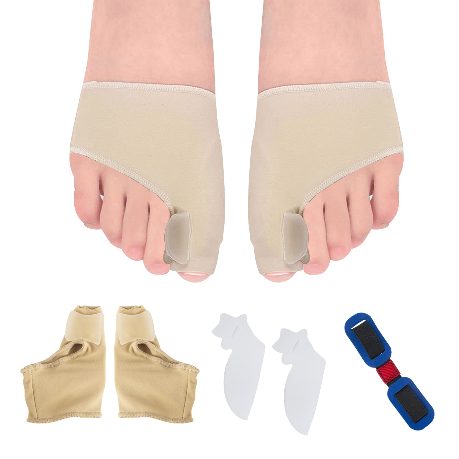 AWAVM 3-piece Big Toe Straightener Hallux Valgus Correction Kit Contains Hallux Valgus Correction Thumb Valgus Orthopaedic Socks, Toe Separator, Silicone Separator