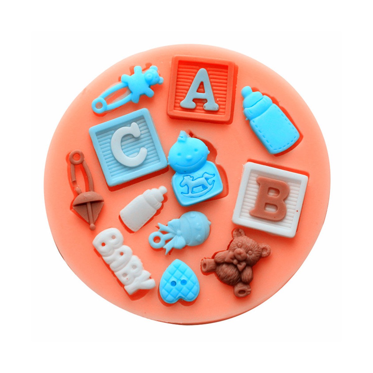 Photo 1 of Longzang Baby Shower Fondant Mold Silicone Candy Silicone Candy Molds Cake Decorating Tools, Small, Pink