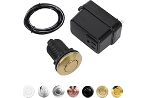 Garbage Disposal Switch, Cordless Air On Off Kit for Food Waste Disposer, Brushed Gold, SHORT 2.5" Sink Top Push Button by CLEESINK