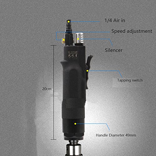 Pneumatic Tapping Machine 400rpm Air Drill Tapper Tool + 6pc Chucks M3/M4/M5/(M6-8)/M10/M12 for Universal Flexible Arm