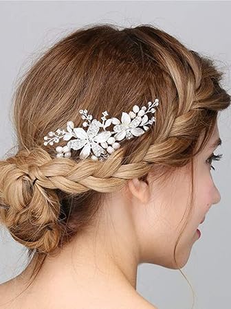 Amazon Com Deniferymakeup Wedding Floral Crystal Pearl Hair Clip