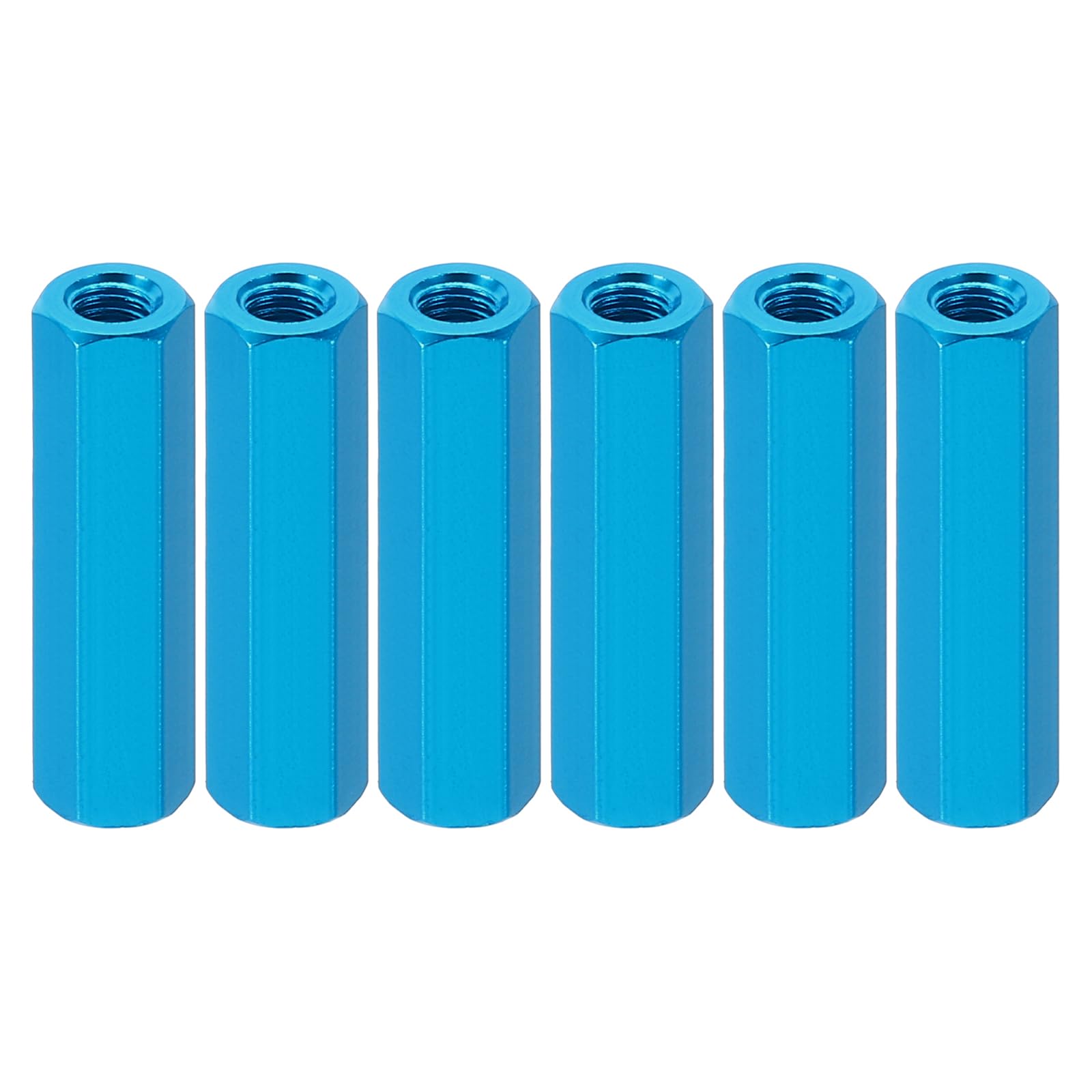 PATIKIL M3 Hex Nuts, 6pcs M3 Threaded Spacers Aluminum 30mm L Female Metal Spacer Screw Standoff for M3 Screw Bolts RC Car Drones Stacks Motherboard, Blue — image 1