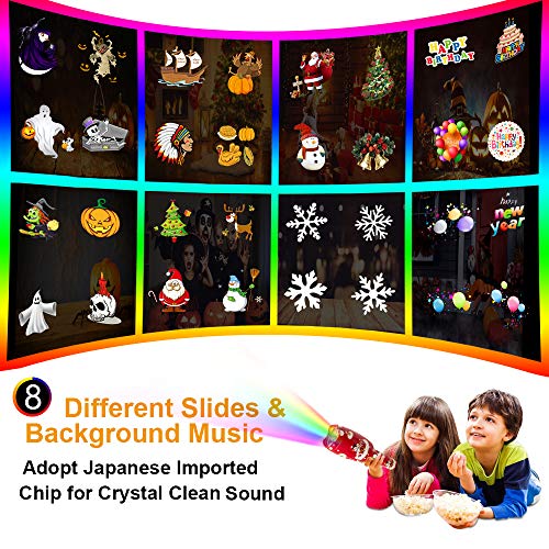 LED music Christmas Lights Projector,Handheld Kids Projection Flashlight with 32 unique images Light Show, Halloween Lights Decoration for Christmas Easter Halloween, Carnival and Birthday Party