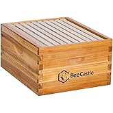 BeeCastle Heavy Wax Coated Unassembled Langstroth Deep/Brood Box with Frames and Beeswax Coated Foundation Sheet (10 Frame)