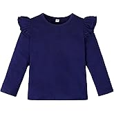 LYSMuch Toddler Baby Girls Long Sleeve Ruffle T Shirt Kids Casual Plain Solid Top Blouse T-Shirt Undershirt