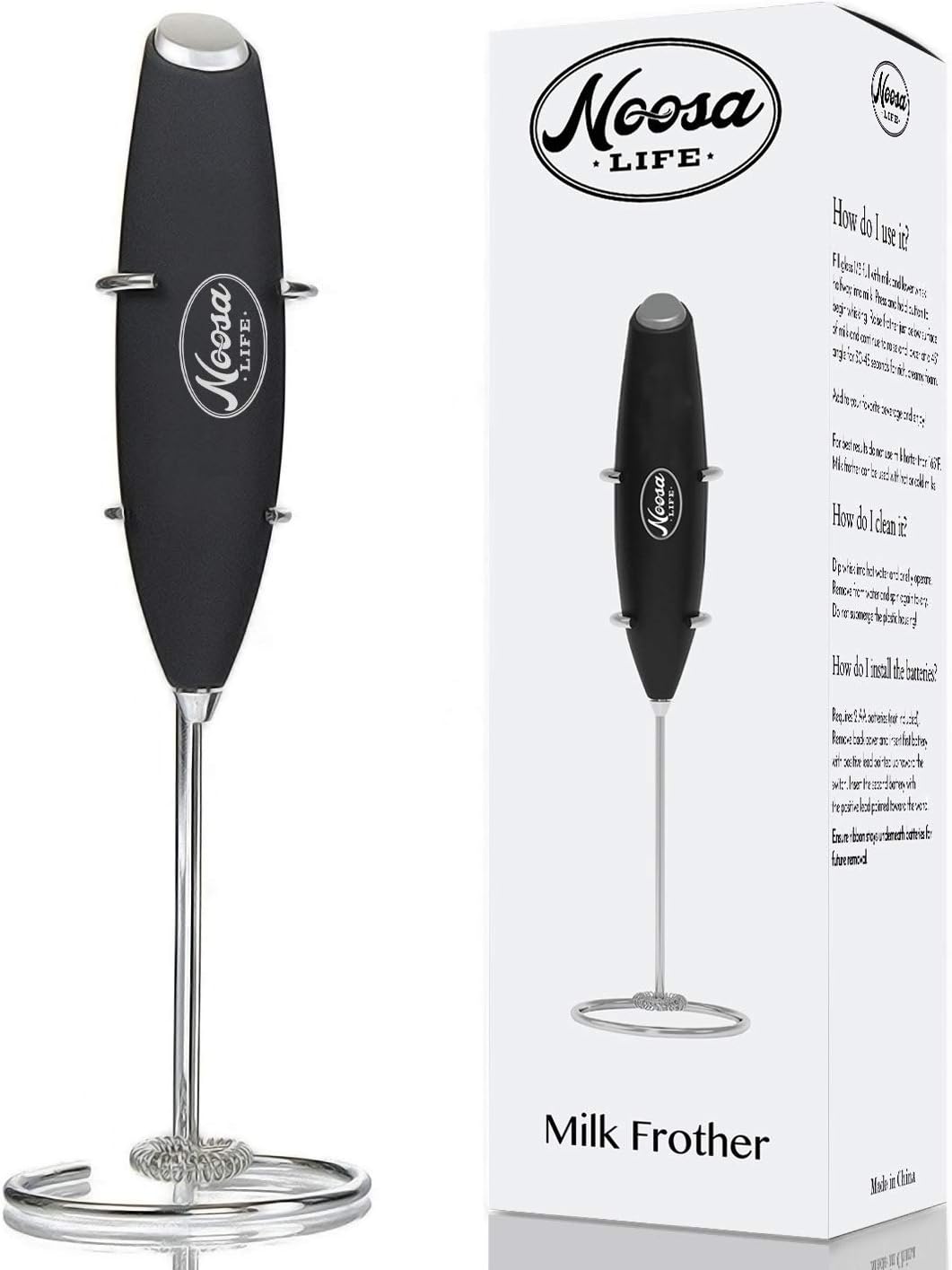 Noosa Life Milk Frother Handheld Electric Cappuccino Latte Maker