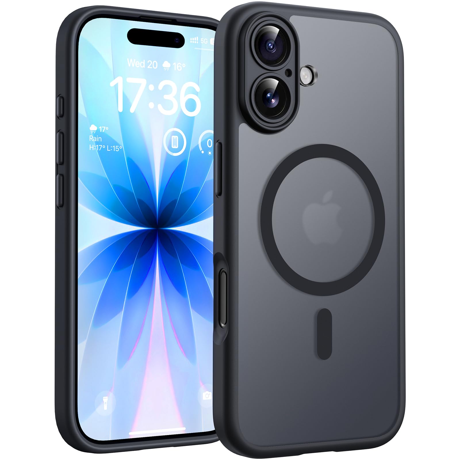 Photo 1 of TOCOL for iPhone 17 Case, Compatible with Magsafe, Full Camera Protection, Built-in Magnetic Ring, Drop Protection, Translucent Matte Phone Case for iPhone 17 6.3 inch (Black)