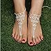 San Tokra 2 Pieces Rhinestone Foot Jewelry Barefoot Sandals Bridemaids Beach Wedding Jewelry Toe Ring Anklet