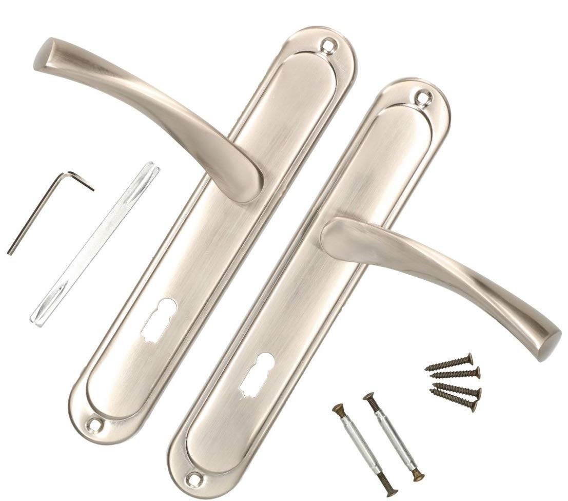 KOTARBAU Door Handle 72 mm BB Door Handle Satin Door Fitting Door Handle Set Long Plate Door Handle Set Inner Door Exterior Door Handle Gate Fitting