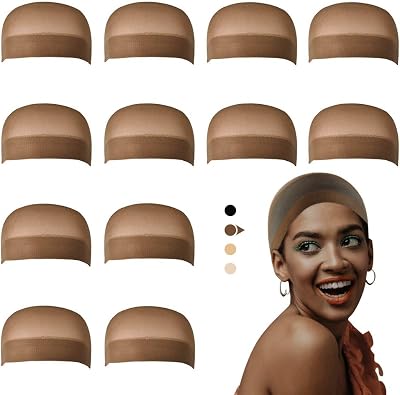 Dreamlover Brown Wig Cap for Women 12 Pieces Nylon Hair Net Lace Front